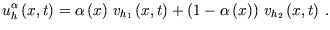$\displaystyle u_{h}^{\alpha }\left( x,t\right) =\alpha \left( x\right) \,v_{h_{...
...ight) +\left( 1-\alpha \left( x\right) \right) \,v_{h_{2}}\left( x,t\right) \,.$